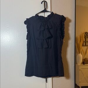Cynthia Rowley Black Ruffle Blouse